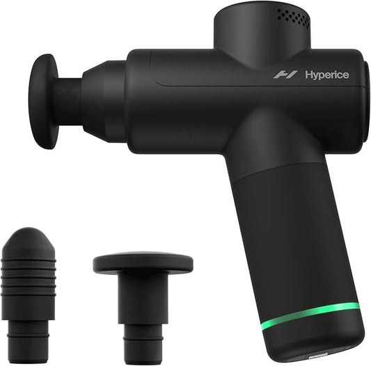 Hyperice Hypervolt Go 2 - Black - Featuring Quiet Glide Technology - Handheld Percussion Massage Gun - 3 Speeds, 2 Interchangeable Heads - Helps Relieve Sore Muscles and Stiffness - FSA-HSA Eligible - Bloomnest