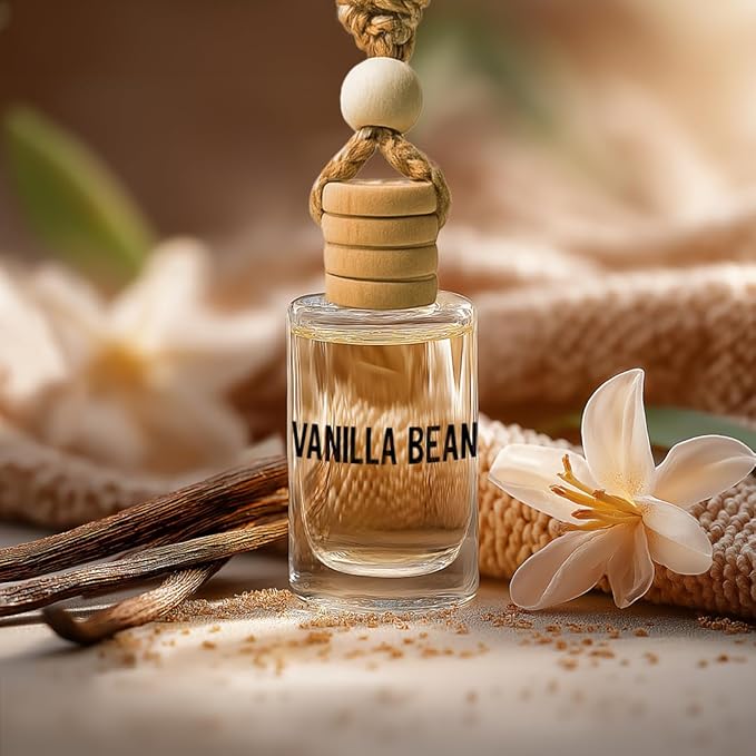 Vanilla Bean Hanging Car Air Freshener – Long Lasting Essential Oil Diffuser for Car, Closet, Bathroom – 2-Pack Natural Scent Deodorizer for Men and Women - Bloomnest