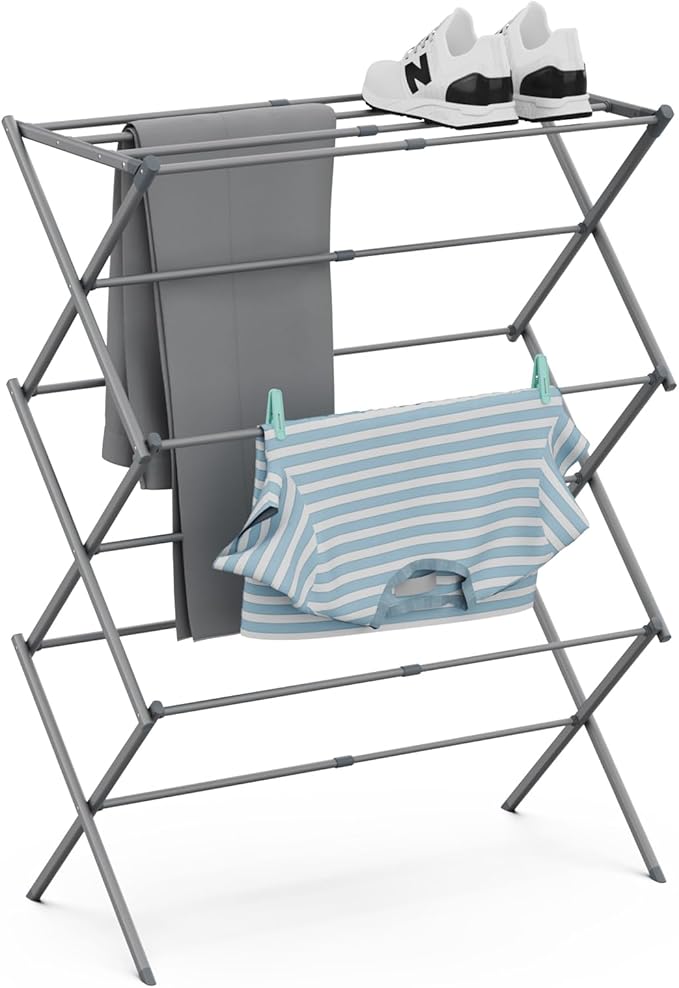 Drying Rack for Laundry, Foldable Clothes Drying Rack, Small Collapsible Dry Rack for Clothes, Use for Indoor & Outdoor Drying Clothes, 40"x29"x14.5" (Grey) - Bloomnest