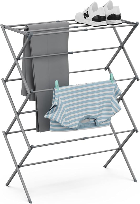Drying Rack for Laundry, Foldable Clothes Drying Rack, Small Collapsible Dry Rack for Clothes, Use for Indoor & Outdoor Drying Clothes, 40"x29"x14.5" (Grey) - Bloomnest