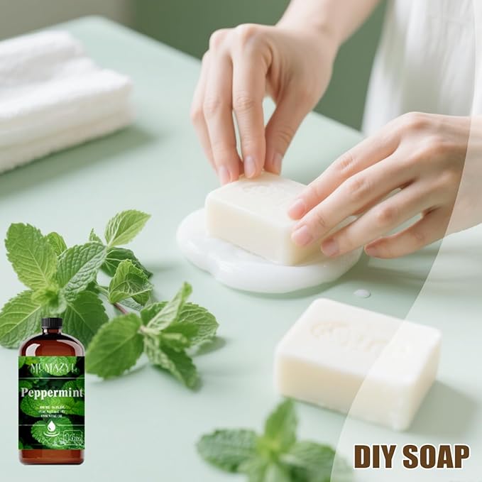Peppermint Essential Oil, Peppermint Oil 16 Fl Oz 480ML for Diffuser Humidifier Yoga Cleaning DIY Candle Soap Making Essential Oils - Bloomnest