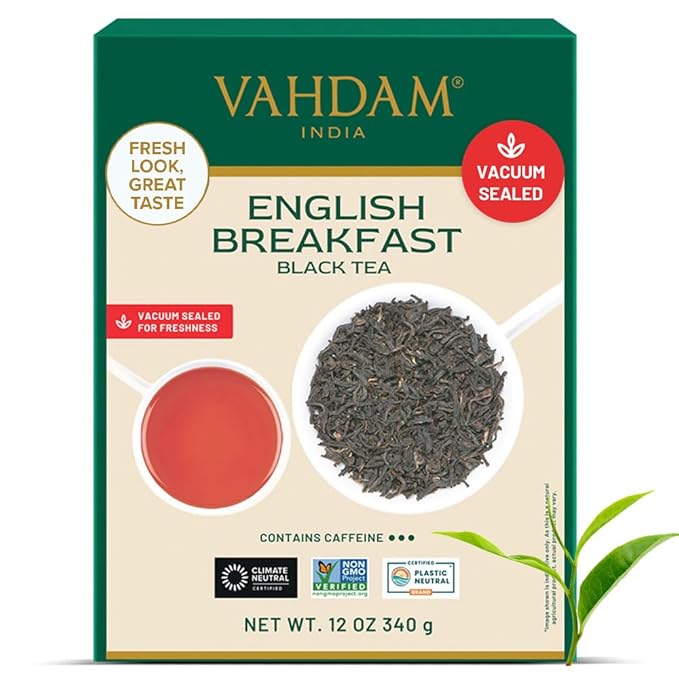 VAHDAM Original English Breakfast Tea (340g/12oz) 170+ Cups | Non GMO, Gluten Free | Strong & Aromatic Loose Leaf | Unblended Single Origin | Vacuum Sealed Pack - Bloomnest