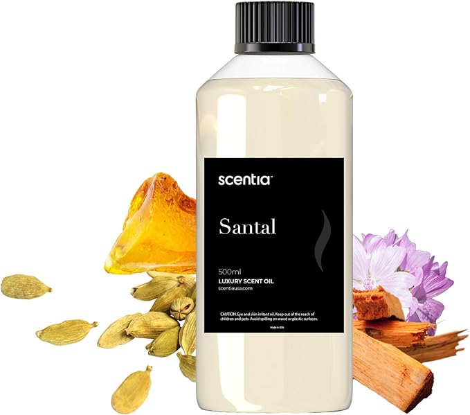Scentia Santal Diffuser Oil 500ml – Luxury Santal-Inspired Oil – Cedarwood, Amber, Musk, Vanilla – Essential Oil Blend for Large Rooms, Cold-Air Diffusers, HVAC & Ultrasonic Use Scentia