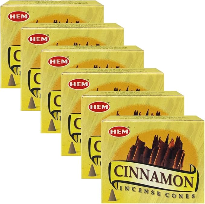 TRUMIRI Incense Cone Holder Bundle with Hem Cinnamon Incense Cones - Pack of 6 (Approx 60 Cones) TRUMIRI