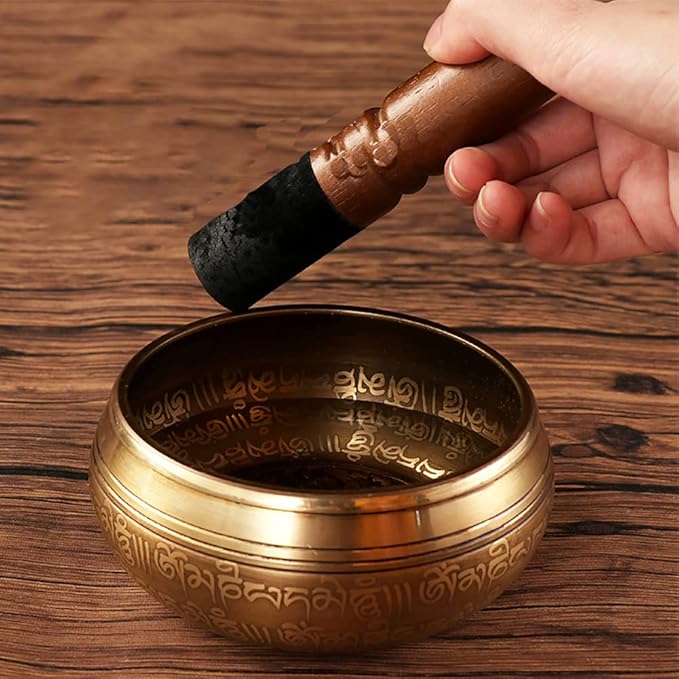 Tibetan Singing Bowl Mallet Striker Leather Wrapped Striker Wooden Sound Bowl Stick for Meditation Yoga Relaxation - Bloomnest