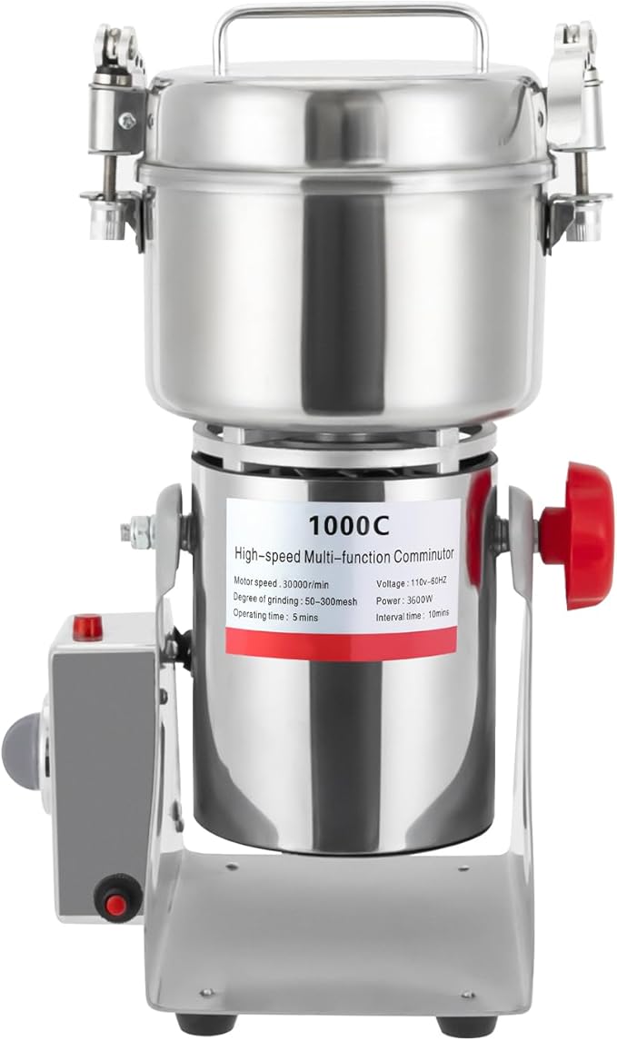 Electric Grain Mill Grinder, 1000g/2.2 lbs High-speed 30000r/min Food Grinder, 110V 3600W Countertop Grain Mill for Dry Spice Herbs Grains Coffee Rice Pepper (1000g) - Bloomnest