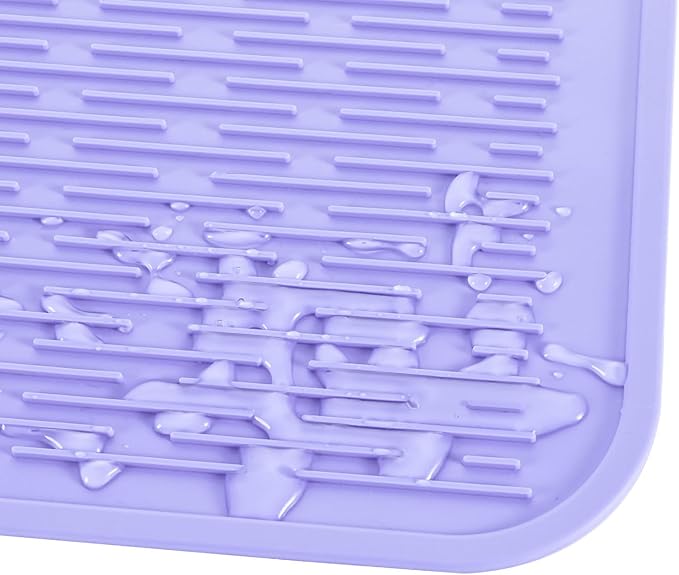 Silicone Dish Drying Mat for Multiple Usage,Easy clean,Eco-friendly,Heat-resistant Silicone Mat for Kitchen Counter or Sink,Refrigerator or Drawer Liner Light Purple 4XL 32 inches x 18 inches - Bloomnest