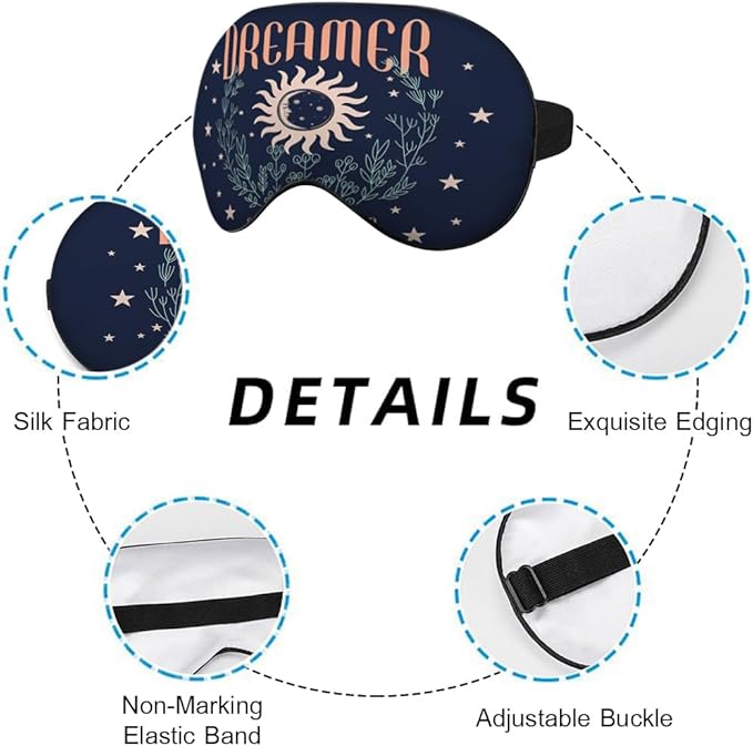 Dreamer Silk Sleep Mask with Adjustable Strap for Travel, Nap, Shift Work, Office - Dark Blue - Bloomnest