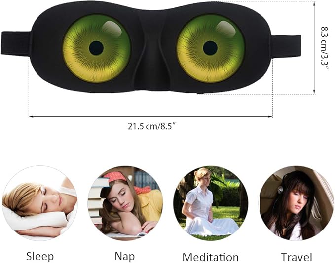 Tphon Eye Sleep Mask Funny Blindfold for Women Men Kid, Upgraded 3D Contoured 100% Blackout Sleeping Mask with Adjustable Strap, Soft Night Blindfold Eye Shades for Travel Naps Shift Works Games - Bloomnest