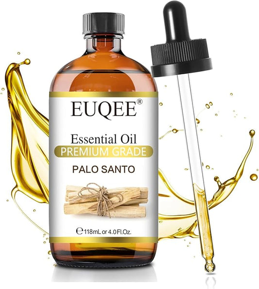 EUQEE Palo Santo Essential Oil 118mL Pure Palo Santo Oil Premium Essential Oil with Glass Dropper for Diffuser, Soap Candle Making - 4Fl. Oz - Bloomnest
