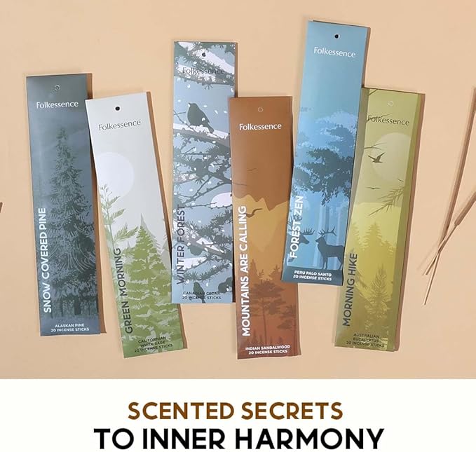 Folkulture Incense Sticks | Set of 6 (120) Insence-Sticks with 45 Mins Burn Time | Non Toxic Sandalwood, Eucalyptus, Cedar, Palo Santo | Organic White Sage Inscents - Bloomnest