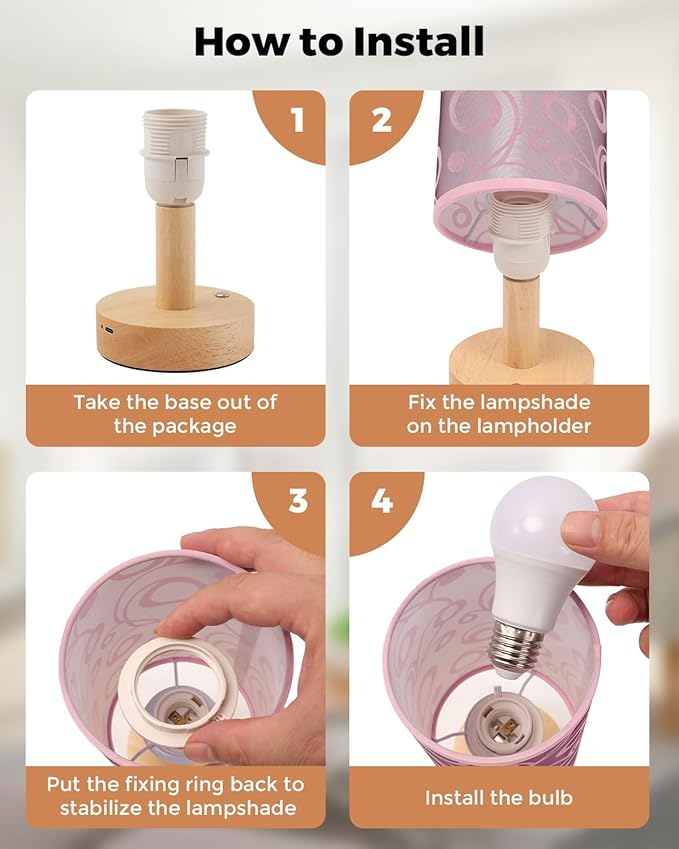 Cordless Table Lamp, 2200mAh Battery Operated Desk Lamp, Touch Bedside Lamps for Night Stands, Warm Light Mini Boho Lamp, Wood Base Round Flaxen Fabric Shade for Living Room,LED Bulb Included (Purple) - Bloomnest