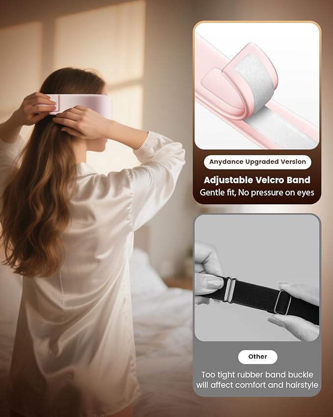 Heated Eye Mask - Cordless Eye Mask for Dry Eyes, Eye Relief, Improved Sleep, Timed Shutdown, 4 Temperature, Washable Eye Heating Pad for Travel, Removable for Cleaning - Pink - Bloomnest
