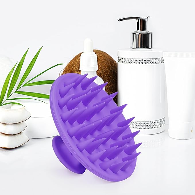 Meartchy Silicone Scalp Massager Shampoo Brush, Scalp Scrubber for Hair Growth (Purple) Meartchy