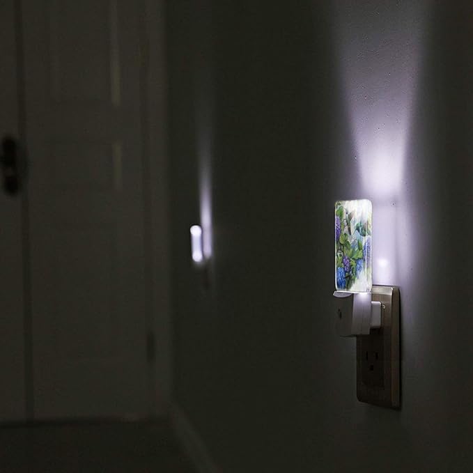 Led Night Light, Floral Hydrangea Hummingbird Decorative Plug in Nightlights,with Smart Auto Dusk to Dawn Night Light for Bedroom, Kitchen, Nursery, Bathroom - Bloomnest