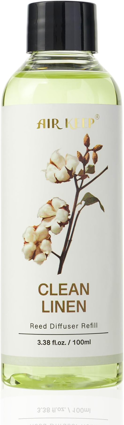Airkeep Reed Diffuser Oil Refill/Clean Linen/3.38oz（100ml/1 Pack/Scented Oil Refill for Reed Diffuser Home Fragrance for Bedroom, Bathroom Office Home Decor - Bloomnest