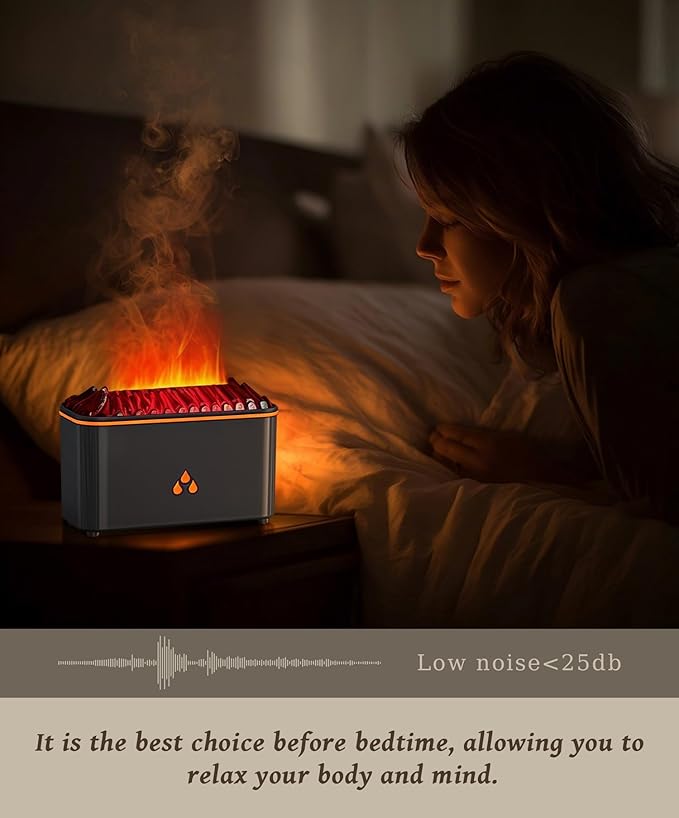 Essential Oil Diffuser, Flame Air Aromatherapy Diffuser, 7 Color Changing Light, Aromatherapy Humidifier with Auto Shut-Off for Home, Bedroom, Yoga, Spa(Black) - Bloomnest