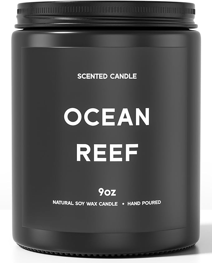 Ocean Reef Candle, 9oz Scented Candle for Men, Scented Candles for Home, Gifts for Men, Personalized Blessing Minimalist Men's Gifts - Bloomnest