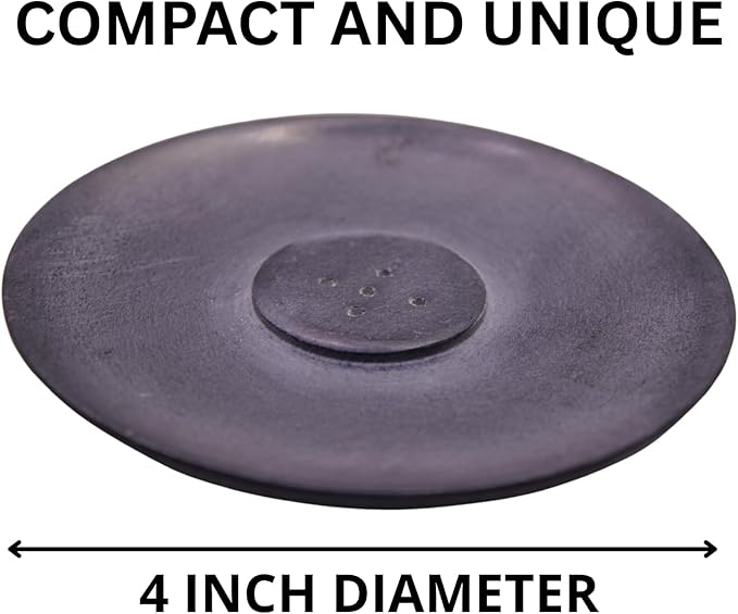 Handmade Natural Grey Marble Incense Stick Holder - Round Incense Burner With Multiple Holes For Incense Sticks. Decorative Ash Catcher For Home and Office Decor. (4 inch Diameter, Grey) - Bloomnest
