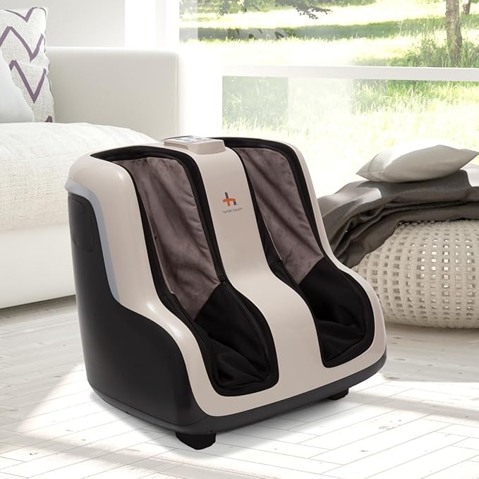 Human Touch Reflex SOL Foot & Calf Massager w/ Heat - Plantar Fasciitis Relief + Circulation + Shiatsu Deep Kneading + Vibrating for Stress + Compression - Adjustable for Women and Men up to Size 12 - Bloomnest
