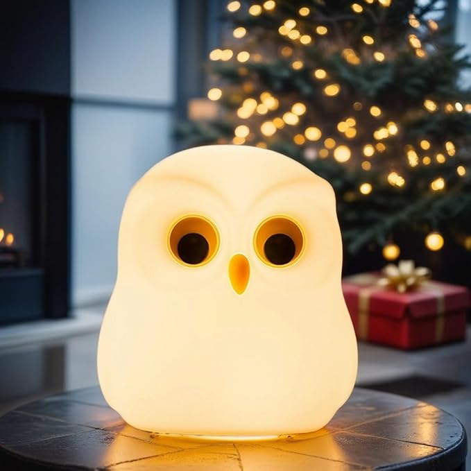 Cute Owl Kids Night Light,USB Rechargeable Cute Animal Lamps,Creative Feeding Light at Night LED Color Changing Soft Silicone Lamp Christmas Bedside Lamp Kawaii Children Room Desk Decor Birthday Gifts - Bloomnest