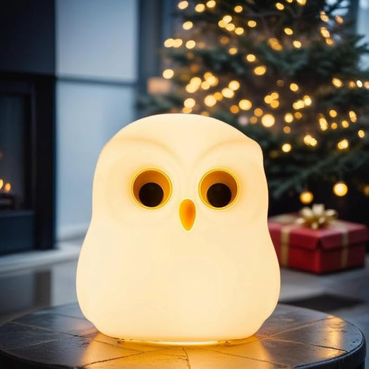 Cute Owl Kids Night Light,USB Rechargeable Cute Animal Lamps,Creative Feeding Light at Night LED Color Changing Soft Silicone Lamp Christmas Bedside Lamp Kawaii Children Room Desk Decor Birthday Gifts - Bloomnest