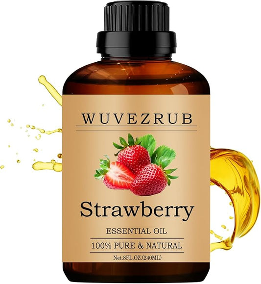 Strawberry Essential Oils 240ML, 100% Pure and Natural Essential Oil for Aromatherapy Diffuser - 8 Fl Oz/Strawberry WUVEZRUB