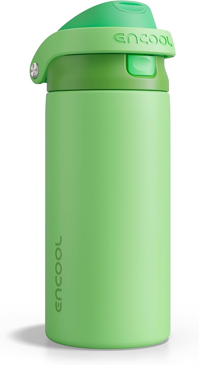 ENCOOL Leakproof Insulated Water Bottle with Straw Dual-Sip Water Bottle Bag-Safe Design for Work, Commute & Gym – Keeps Drinks Cold All Day, 18 oz, Algae Green ENCOOL