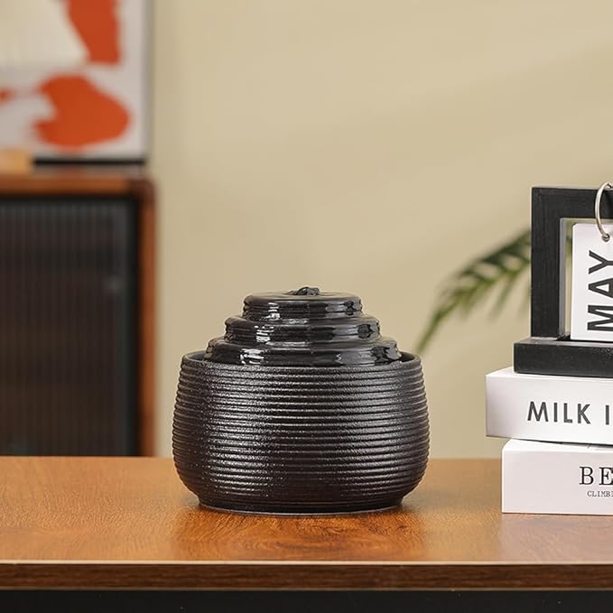 Ceramic Tabletop Fountain Water Feature for Indoor and Home Decoration Table Desk Office Patio (Black A155) - Bloomnest