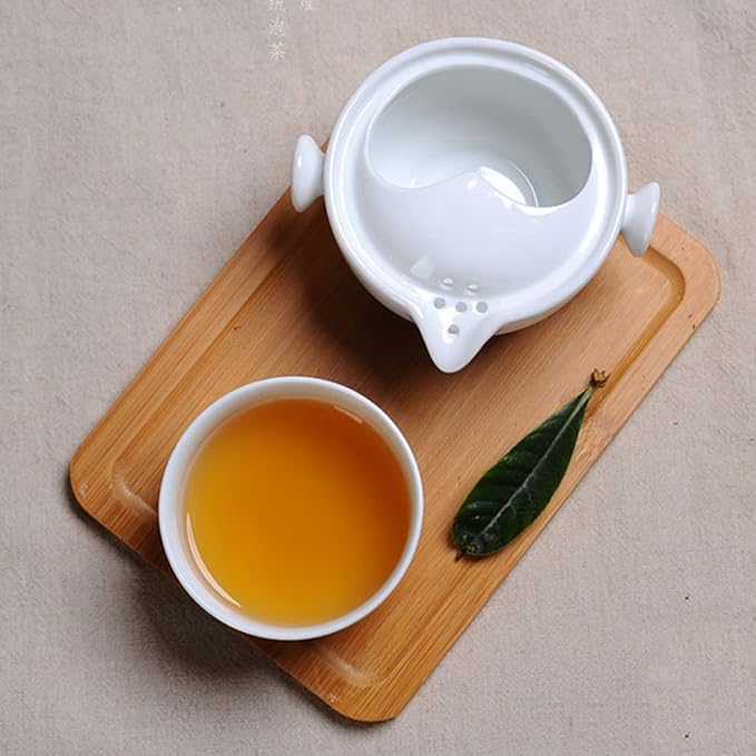 Convenient Teapot Cup Porcelain Teacup White Glazed Travel tea set (Landscape set) - Bloomnest