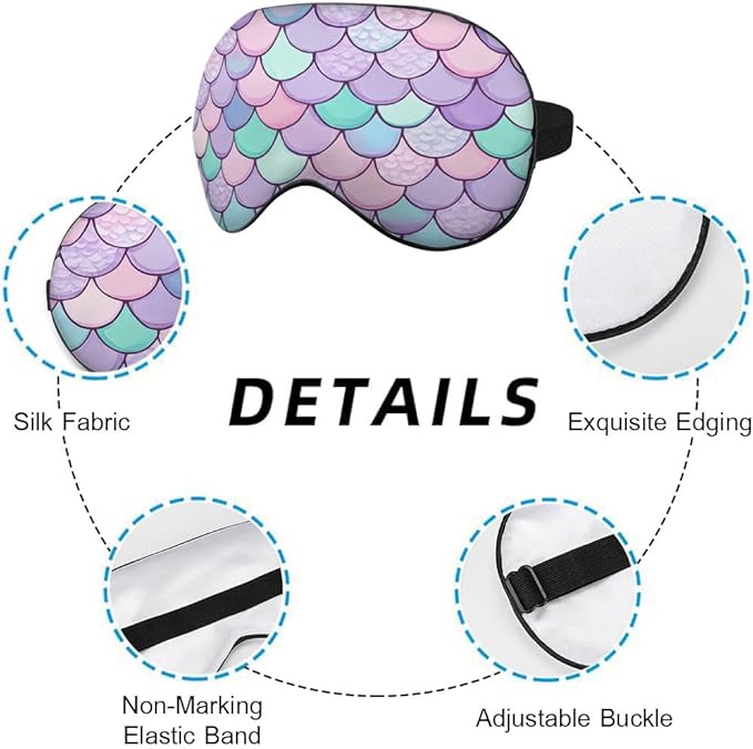 Mermaid Scales Eye Mask Sleeping Mask Pink Purple Blue Green Scales Marine Life Sleep Masks Silky Soft Eye Cover for Women Men Shading Blindfold for Air Travel Sleeping - Bloomnest