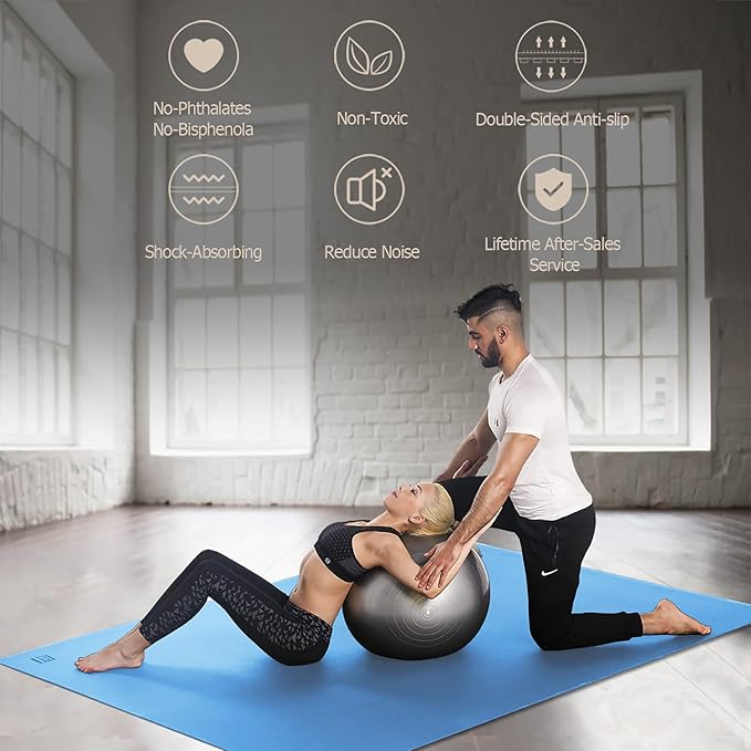GXMMAT Large Yoga Mat 12'x6'/10'x6'/6'x8'(7mm), Extra Thick Workout Mats for Home Gym Flooring, Ultra Comfortable Non-Slip Quick Resilient Barefoot Wide Exercise Mat for Pilates, Stretching,Meditation - Bloomnest