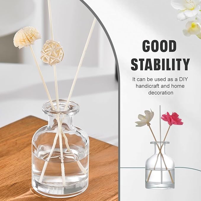 150ML/5OZ Empty Refillable Glass Diffuser Bottles Aromatherapy Jar Essential Oil Perfume Container Fragrance Accessories DIY Crafts Decor for Home and Office(Transparent) Bloomnest