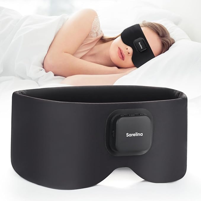 Bluetooth 5.3 Sleep Mask Headphones, Ultra-Soft Ice Silk Washable Eye Mask with Built-in Speakers, Enhanced Audio & Clear Calls, Light-Blocking Comfortable Sleeping Headphones - Bloomnest