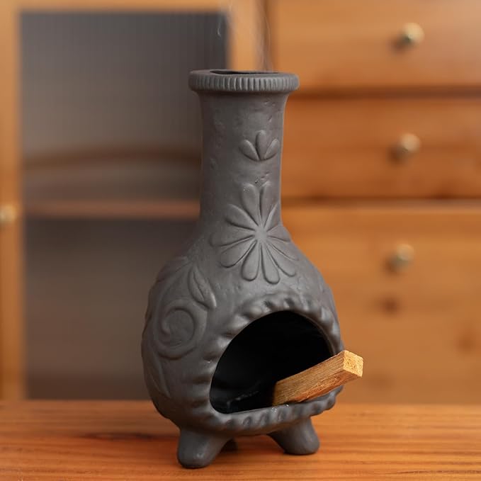 Elegant Handmade Black Palo Santo Holder–Incense Cone & Stick Burner with Smudge Chimney for Sage, Aromatherapy, Yoga, Meditation and Home Decor | Unique Gift for Friends & Family MOUGIGI