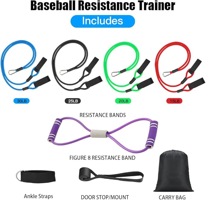 Baseball Softball Resistance Training Bands - Pitching Trainer and Arm Trainer for Pitching Arm Strength Throwing Warm up Stretching - Bloomnest