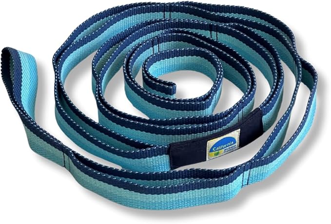 California Yoga Strap | Yoga Belt with Loops | 12 Multi Loop & Non-Elastic | Stretching Strap | Gym Workout & Exercise Bands | Physical Therapy | Improves Sitting Posture for Women & Men - Bloomnest