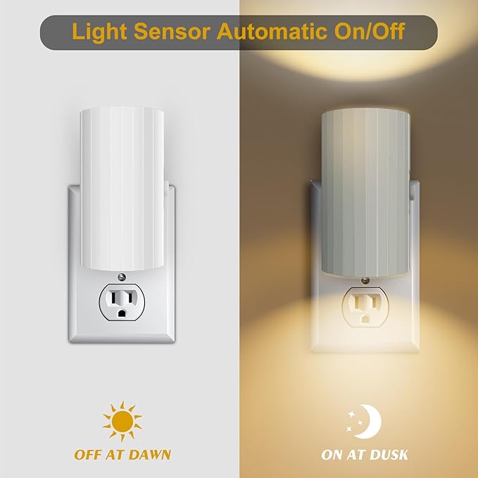Night Light, Led Night Lights Plug into Wall, Sensor Dusk to Dawn, 0-100 LM Dimmable Night Lights, 3000K Soft White for Bathroom Bedroom Kitchen Toilet Hallway Stairway, 2 Pack - Bloomnest