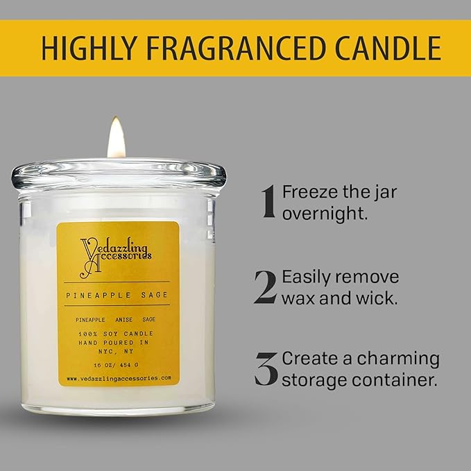 Premium Pineapple Sage Soy Wax Candle - 17 oz Handpoured, Dual Wick, 50 Hour Burn Time, Aromatic Eco-Friendly Candle - Bloomnest