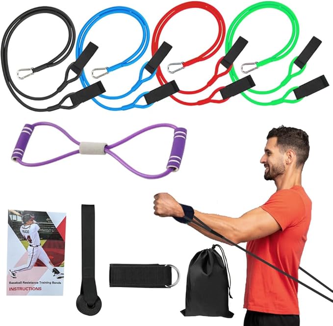 Baseball Resistance Bands for Pitchers – Pro-Grade Arm Strength & Pitching Bands | 4-Level Adjustable Resistance Bands for Baseball/Softball Training (All Ages) - Bloomnest