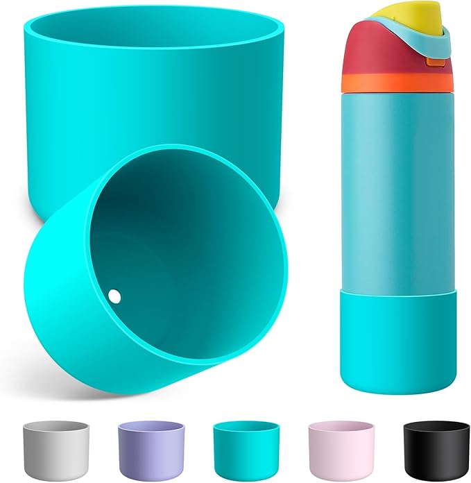 2PCS Silicone Water Bottle Boot for Owala 24oz 32oz 40oz, Anti-Slip Protective Sleeve Bottom Bumper Protector for FreeSip, Twist, and Flip Stainless Steel Water Bottles Alwenid