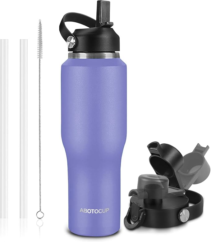 40oz Insulated Water Bottle Keep Cold 24h&Hot 12h, Double Wall Vacuum Insulated Water Bottles with Straw/Spout Lid, Stainless Steel Water Bottles that Fit in Any Car Cup Holder, Leak-proof - Bloomnest