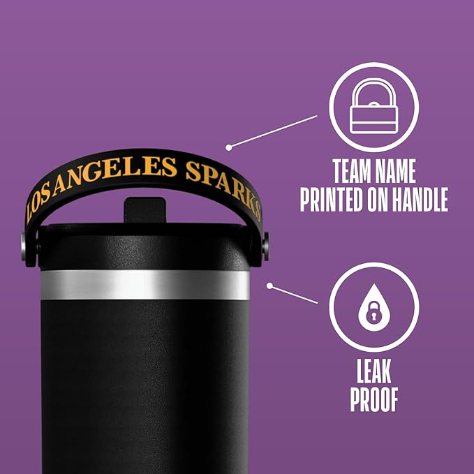 Hydrapeak x WNBA Officially Licensed Los Angeles Sparks 32 oz Nomad Tumbler with Handle and Straw Lid, Leakproof Stainless Steel Water Bottle - Bloomnest