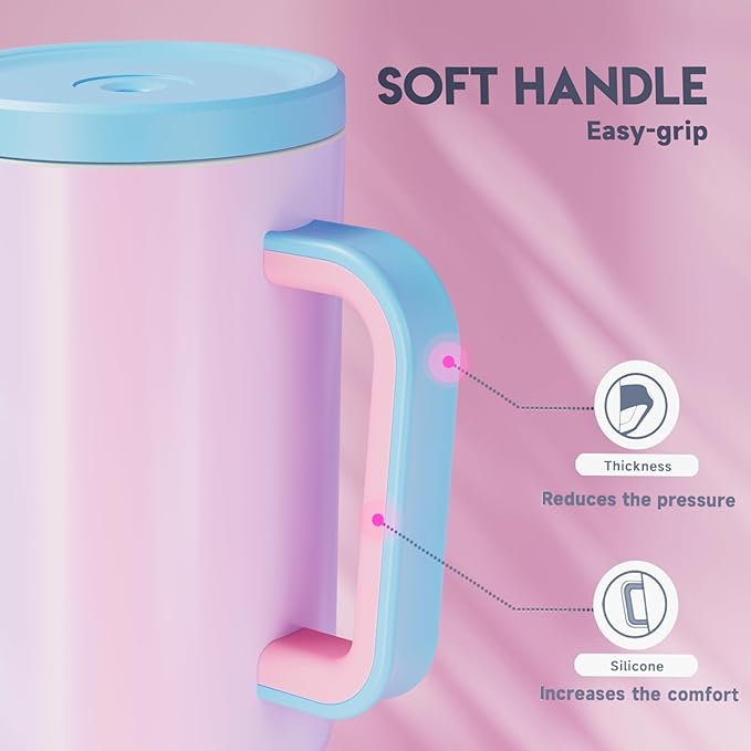 Meoky 40 oz Tumbler with Handle and Straw: Stainless Steel Insulated Tumbler with Lid and Straw - 100% Leak Proof Tumbler for Car Cup Holders - Travelers Commuters Workers, Donut - Bloomnest