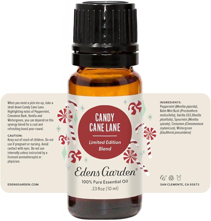 Edens Garden Candy Cane Lane Essential Oil Blend- 100% Pure Premium Grade, Undiluted, Natural, Therapeutic, Aromatherapy, The Best for Diffusing, Candle, Laundry, Humidifiers 10 ml (.33 fl oz) - Bloomnest