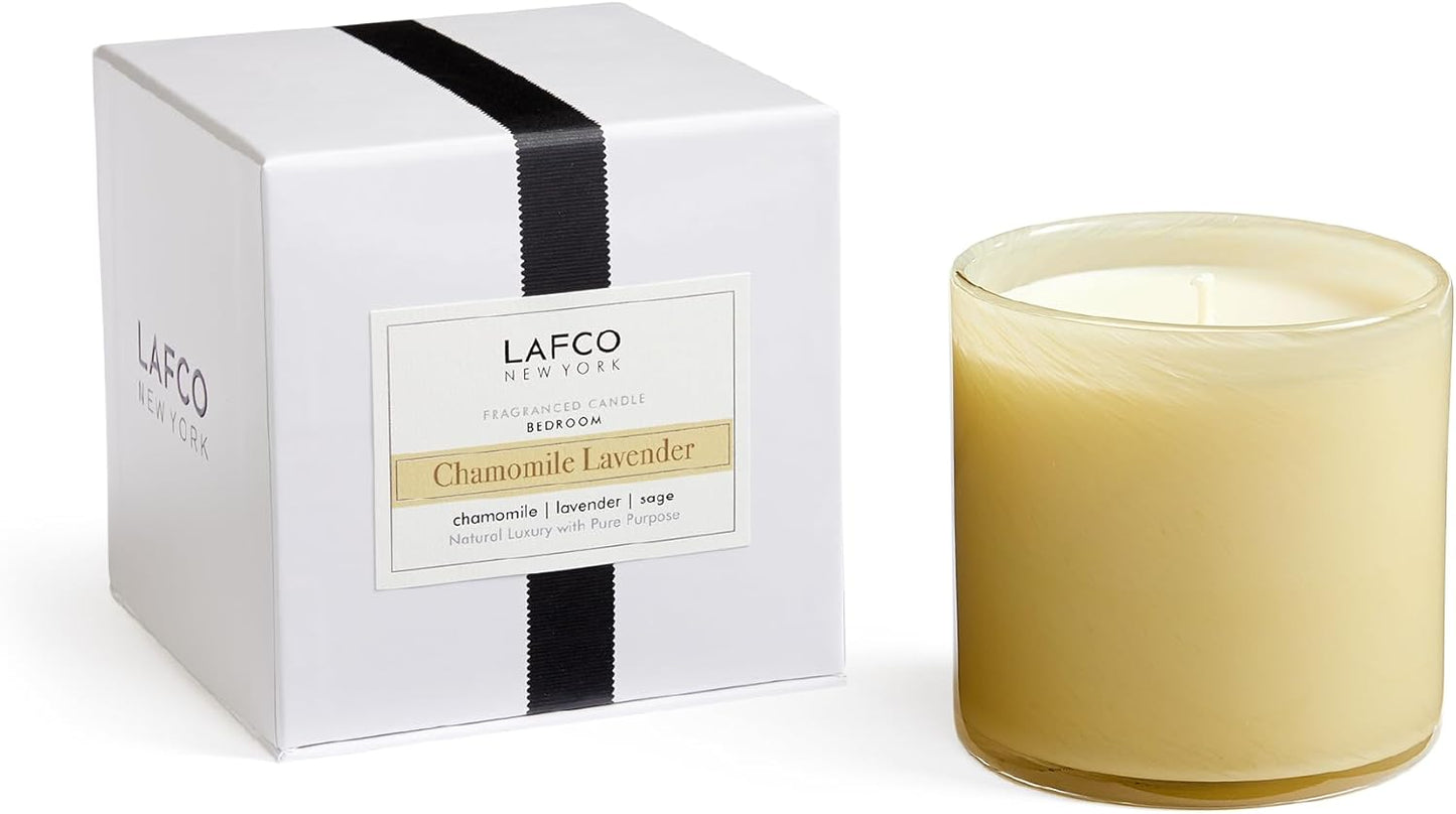 LAFCO New York Signature Candle, Chamomile Lavender - 15.5 oz - 90-Hour Burn Time - Reusable, Hand Blown Glass Vessel - Made in The USA