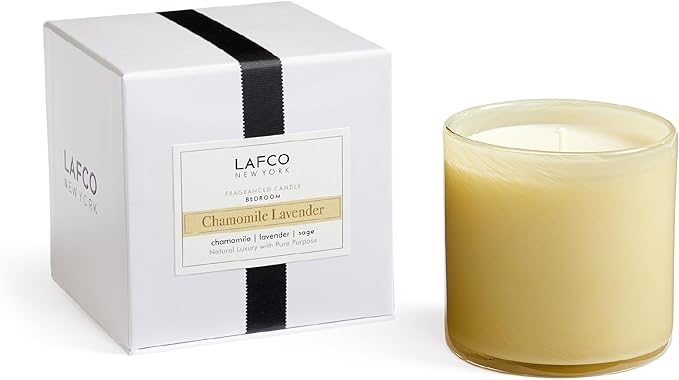 LAFCO New York Signature Candle, Chamomile Lavender - 15.5 oz - 90-Hour Burn Time - Reusable, Hand Blown Glass Vessel - Made in The USA - Bloomnest