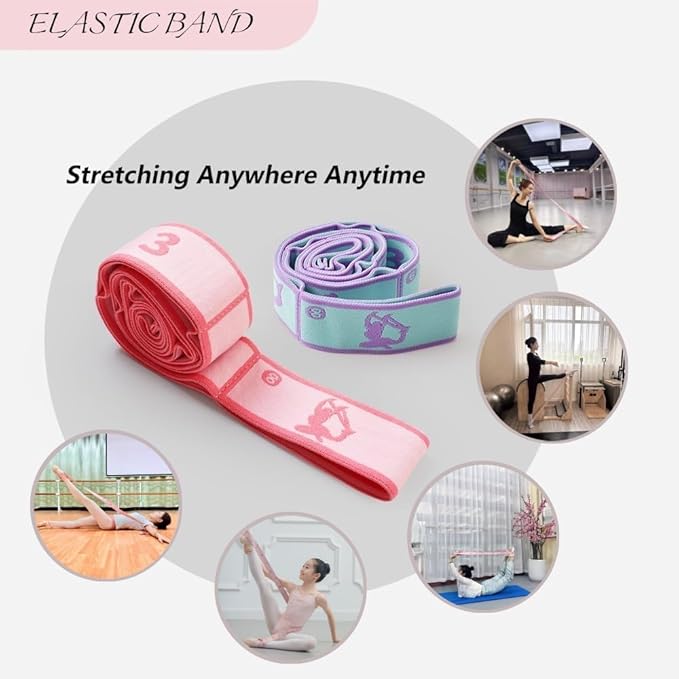 Multi-Loop Stretch Band - Yoga, Pilates, Ballet, and Physical Therapy Stretching Strap for Flexibility, Leg Stretching, and Exercise - Durable Stretching Equipment for Dance and Fitness - Bloomnest
