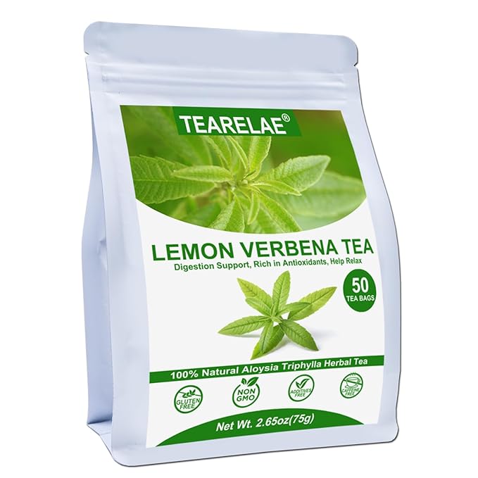 TEARELAE - Lemon Verbena Tea Bags - 1.5g x 50 Count - Natural Cut & Sifted Lemon Tea - Non-GMO - Caffeine-free - Cedron - Verbena Tea For Digestion Support & Calming - Bloomnest
