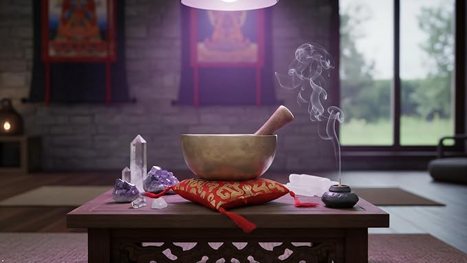 Handcrafted Tibetan Singing Bowl Set – 7" Sound Bowl for Meditation, Sound Healing & Yoga – Healing Instrument with Wooden Striker & Cushion – Authentic ArtsOfIndia
